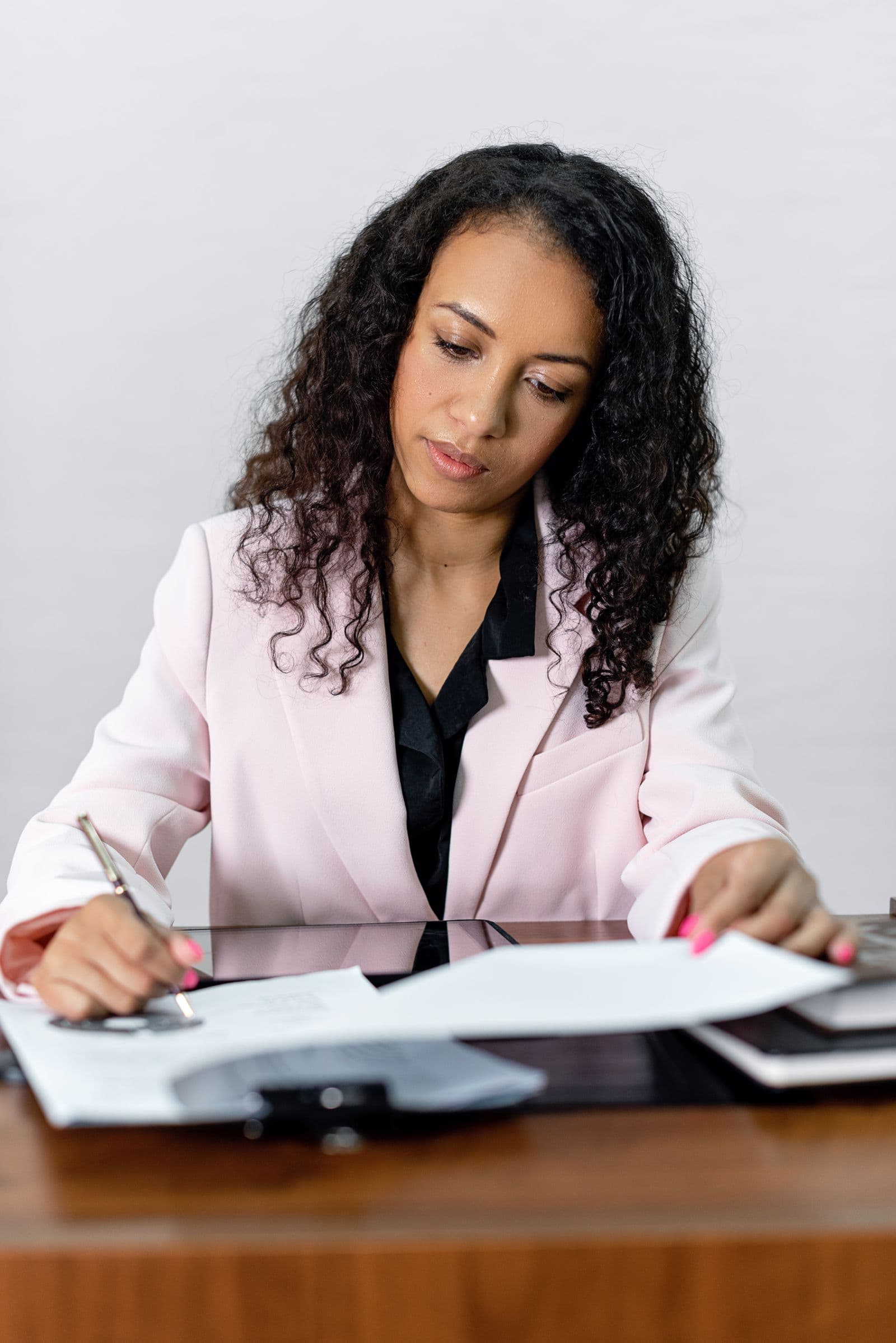 Financial statements, bank records and bookkeeping documents organized for review
